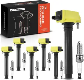 Apic-0560 A-premium Set Of 6 Ignition Coil Uf-648 And Spark Plugs 93175 Yellow