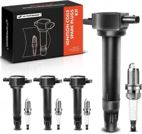 Apic-0601 A-premium Set Of 4 Ignition Coil Pack And Iridium Spark Plugs Black