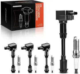 Apic-0796 A-premium Set Of 4 Ignition Coil Pack And Iridium Spark Plugs Black