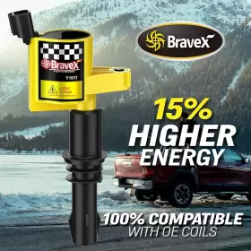 Y1011-bx-up Bravex 8 Pack Straight Boot Ignition Coils 15% More Energy F-150 For Ford Yellow #2