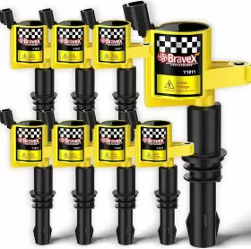 Y1011-bx-up Bravex 8 Pack Straight Boot Ignition Coils 15% More Energy F-150 For Ford Yellow