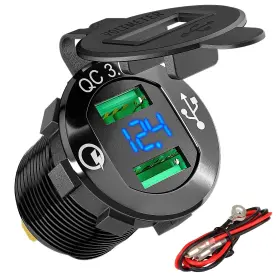 Ds9602 Daiertek Quick Charge 3.0 Usb Charger Socket Car Aluminum Black-1pc