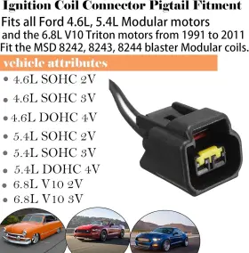 Danbojit 798107326993 8 Pack Ford Ignition Coil Connector Plug Harness Compatible With #2