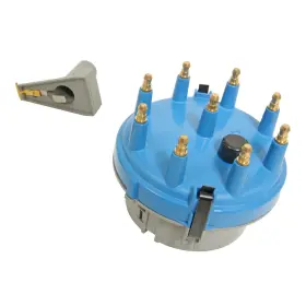 32100bl Davis Unified Ignition Cap And Rotor Blue Male/hei Brass Terminals Clamp-down Ford