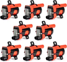 121308 Ena 8 Round Red Ignition Coil Pack V8 5.3 6.0 Compatible With Gmc Chevy