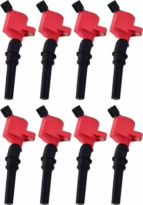 Enaicj1151 Ena Set Of 8 Red Ignition Coil Pack Compatible With Ford Mercury F150 F250
