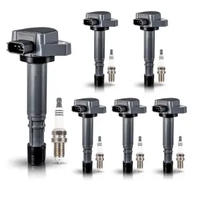 Enaspics325145036 Ena Set Of 6 Ignition Coil Pack With Spark Plug Black Coils Plugs