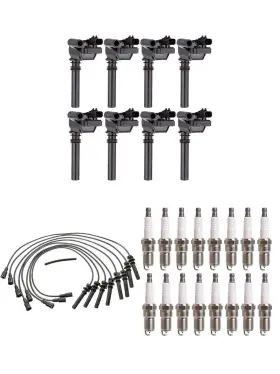 Enawsk170 Ena Set Of 8 Ignition Coil Pack Black Coils 16 Spark Plugs Wire