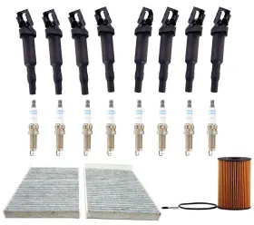 163071 Mac Auto Parts Ignition Coils Spark Plugs Cabin And Oil Filters For Bmw 550i 4.4l V8 10-13 18pc