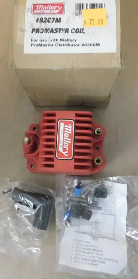 8207m Mallory Promaster Classic Coil Epoxy Filled 44 000v Red With Mounts
