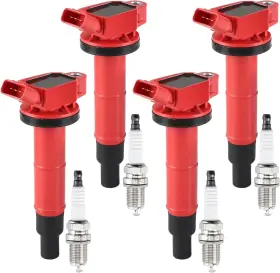 10202409 Pindex 4 Pack Uf333 Ignition Coils And Iridium Red Coils&spark Plugs