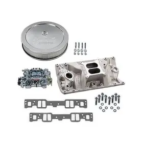 03-0075 Summit Racing Sbc Chevy 350 Vortec Edelbrock 7166 Intake 600 Cfm 1406 And Air Cleaner Combo