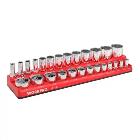 Piece-3 Workpro 820909688679 Magnetic Socket Organizer 3/8-inch Sae 1 Piece-3/8 Inch Dr Red