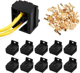 Qp-8087 Zufoty 10pcs Relay Base Holders 12v/24v 30a-80a Socket Holder Connector 5 P Inch
