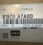 Kia 14-18 Forte Driver Front Left Door Lock Cylinder New Oem 81970-A7A00 Gen. Fixed Price $89.00.