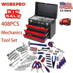Workpro 408 Piece 3 Drawer Mechanics Tool Set With Heavy Duty Metal Box New. Fixed Price $199.99.