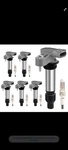Lot # RO5368: Hqpasfy Ignition Coil Pack Iridium Spark Plugs Set Of Compatible. Fixed Price $45.00.