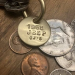 1968 Jeep CJ-5 Brass Key Fob. Fixed Price $14.95.