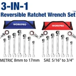 Workpro 7-PIECE 3-IN-1 Reversible Ratchet Wrench Set Metric/sae W/rolling Pouch. Fixed Price $114.99.